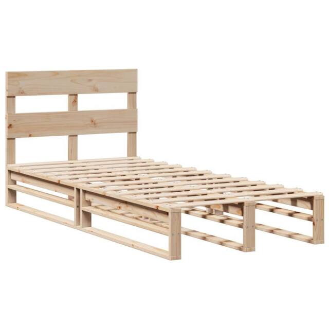 Berkfield Home Modern Bed Frame without Mattress 90x190 cm Single Solid Wood Pine in Light Tan - image 1
