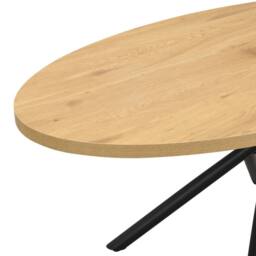 Mona Vale Furniture Oval Dining Table with Wood Top & Black X-Leg Metal Base in Light Oak - thumbnail 8