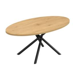 Mona Vale Furniture Oval Dining Table with Wood Top & Black X-Leg Metal Base in Light Oak - thumbnail 6