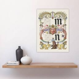 "Artery8 Pictorial Letter Guide M & N Calligraphy Wall Art Poster Print in White - Size: W18"" x H24""" - thumbnail 4