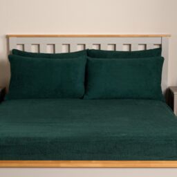 OHS 2 Pack Thermal Teddy Fleece Pillowcase Cover in Dark Green - Size: Standard Pillow Case - thumbnail 2
