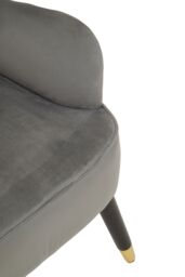Orsina Green Velvet Armchair, Accent Chair With Gold Finish Rubberwood Legs, Modern Design Highback Chair in Grey - thumbnail 5