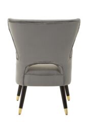 Orsina Green Velvet Armchair, Accent Chair With Gold Finish Rubberwood Legs, Modern Design Highback Chair in Grey - thumbnail 4