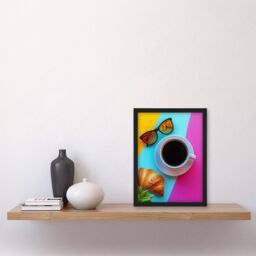 "Artery8 Coffee Sunglasses Croissant Colourful Modern Framed Art Print - Size: W12"" x H16""" - thumbnail 4