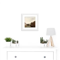 Artery8 Berckheyde The Golden Bend Amsterdam 8X8 Inch Square Wooden Framed Wall Art Print Picture with Mount in White - thumbnail 2