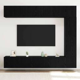Berkfield Home Modern 5 Piece TV Cabinet Set Wall-mounted Black Oak Engineered Wood - thumbnail 4