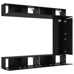 Berkfield Home Modern 5 Piece TV Cabinet Set Wall-mounted Black Oak Engineered Wood - thumbnail 5