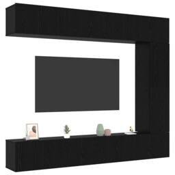 Berkfield Home Modern 5 Piece TV Cabinet Set Wall-mounted Black Oak Engineered Wood - thumbnail 1