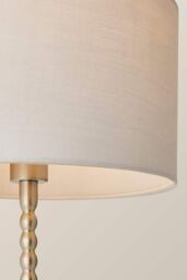 ValueLights Maeve Fabric Drum Lamp Shade Brushed Chrome Bobbin Bobble Table Lamp in Grey - thumbnail 4