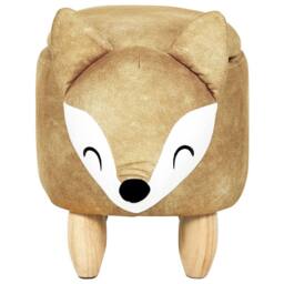 Wyld and Coco Kids Storage Stool - Orange Velvet with Wooden Legs - thumbnail 6