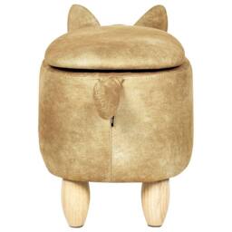 Wyld and Coco Kids Storage Stool - Orange Velvet with Wooden Legs - thumbnail 8