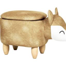 Wyld and Coco Kids Storage Stool - Orange Velvet with Wooden Legs - thumbnail 2
