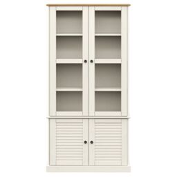 Berkfield Home Glass Display Cabinet VIGO White 85x35x170 cm Solid Wood Pine - Size: 85 x 35 x 170 cm - thumbnail 4