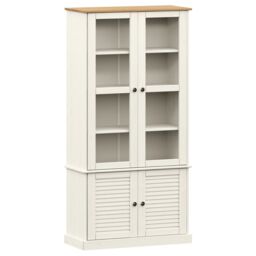 Berkfield Home Glass Display Cabinet VIGO White 85x35x170 cm Solid Wood Pine - Size: 85 x 35 x 170 cm - thumbnail 2