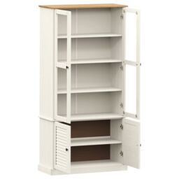 Berkfield Home Glass Display Cabinet VIGO White 85x35x170 cm Solid Wood Pine - Size: 85 x 35 x 170 cm - thumbnail 5