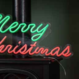 Samuel Alexander 50cm Light up Merry Christmas Neon Flex Sign in Green & Red - thumbnail 6