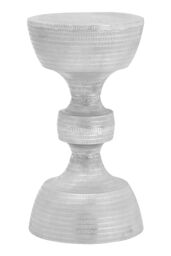 Orsina Luxe Design Large Aluminium Stool, Hourglass Shape Stool For Bedroom, Distinctive Luxury Stool For Kitchen in Silver