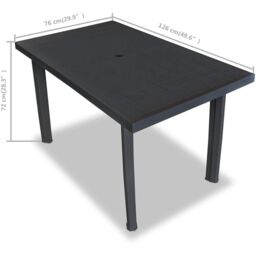 EONLION Large Summer Weather Proof Plastic Rectangle Table Garden Patio Dining Furniture in Black - thumbnail 7