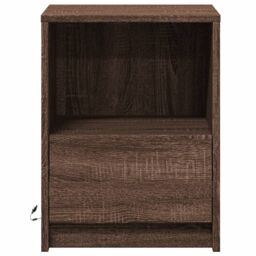 Berkfield Home Bedside Cabinet with LED Lights Brown Oak Engineered Wood - thumbnail 6