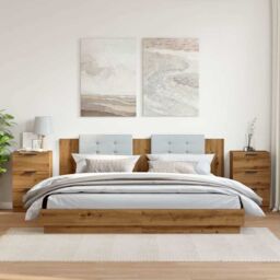 Berkfield Home Bedside Cabinets 2 pcs Artisan Oak 40x36x65 cm Engineered Wood in Brown - Size: 40 x 36 x 65 cm - thumbnail 3