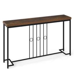 Costway Industrial Console Table 140CM Narrow Entryway Table Behind Sofa Table in Brown - thumbnail 3