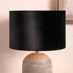 Ruma Black Velvet Cylinder Shade For Floor Lamps - Size: 14 inches