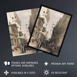 "Artery8 Mosque El Mooristan Cairo D. Roberts Vintage Wall Art Print Poster in Brown - Size: W18"" x H24""" - thumbnail 2