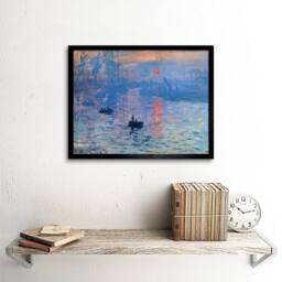 "Artery8 Claude Monet Impression Sunrise Old Master Painting Framed Art Print in Blue - Size: W12"" x H16""" - thumbnail 2