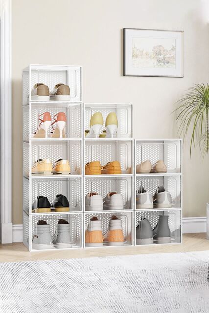 Living and Home 12pcs Clear Plastic Shoe Organizer Storage Boxes under Size 50 (28*36*20 CM) in White - image 1