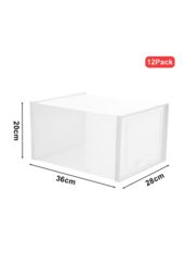 Living and Home 12pcs Clear Plastic Shoe Organizer Storage Boxes under Size 50 (28*36*20 CM) in White - thumbnail 2