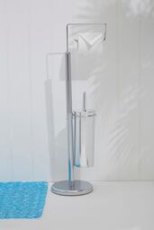 Orsina Chrome Toilet Brush & Roll Holder, Freestanding Toilet Roll Holder With Brush, Toilet Brush & Roll Stand in Silver - thumbnail 6