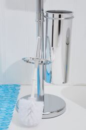 Orsina Chrome Toilet Brush & Roll Holder, Freestanding Toilet Roll Holder With Brush, Toilet Brush & Roll Stand in Silver - thumbnail 4