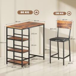 STILVORA Bar Table Set with storage rustic brown - thumbnail 4
