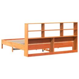 Berkfield Home Bookcase Bed Frame Wax Brown 180x200 cm Super King Solid Wood Pine - thumbnail 6