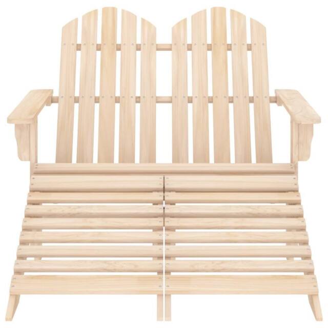Berkfield Home 2-Seater Garden Adirondack Chair & Ottoman Fir Wood in Light Oak - image 1