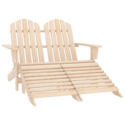 Berkfield Home 2-Seater Garden Adirondack Chair & Ottoman Fir Wood in Light Oak - thumbnail 2