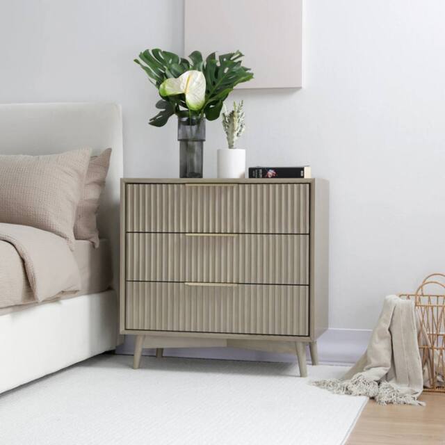 Home Garden Direct Monza 3 Drawer Chest with Fluted Front Pale Ash in Grey - image 1
