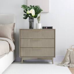 Home Garden Direct Monza 3 Drawer Chest with Fluted Front Pale Ash in Grey - thumbnail 2