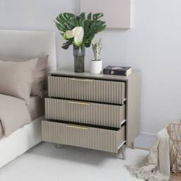 Home Garden Direct Monza 3 Drawer Chest with Fluted Front Pale Ash in Grey - thumbnail 3