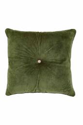Ted Baker 'TB Branded' Cotton Velvet Button Cushion in Green - Size: 50 cm x 50 cm