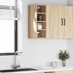 Berkfield Home Hanging Cabinet Sonoma Oak 20x29.5x60 cm Engineered Wood in Light Brown - thumbnail 3