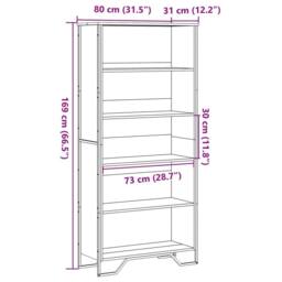 Berkfield Home Classic Book Cabinet Grey Sonoma 80x31x169 cm Engineered wood - Size: 80 x 31 x 169 cm - thumbnail 9