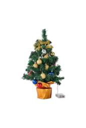"Living and Home Mini Pre-Lit Christmas Tree with ""Merry Christmas"" Top & Baubles" - thumbnail 4