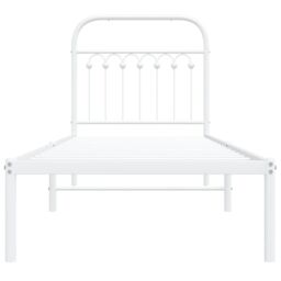 Berkfield Home Metal Bed Frame without Mattress with Headboard White 75x190cm - Size: 75x190 cm - thumbnail 4