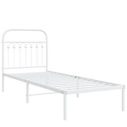 Berkfield Home Metal Bed Frame without Mattress with Headboard White 75x190cm - Size: 75x190 cm - thumbnail 3