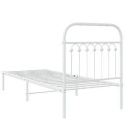 Berkfield Home Metal Bed Frame without Mattress with Headboard White 75x190cm - Size: 75x190 cm - thumbnail 6