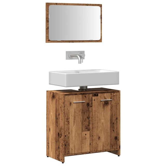Berkfield Home Bathroom Cabinet with Mirror Old Wood Engineered Wood in Brown - image 1
