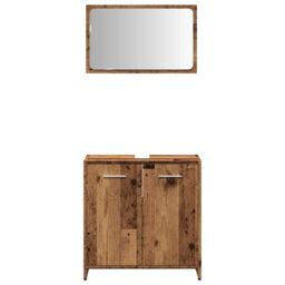 Berkfield Home Bathroom Cabinet with Mirror Old Wood Engineered Wood in Brown - thumbnail 4
