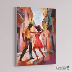 "Artery8 Salsa Street Dance Mambo Colourful Canvas Wall Art Print - Size: W18"" x H24""" - thumbnail 2