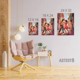 "Artery8 Salsa Street Dance Mambo Colourful Canvas Wall Art Print - Size: W18"" x H24""" - thumbnail 4